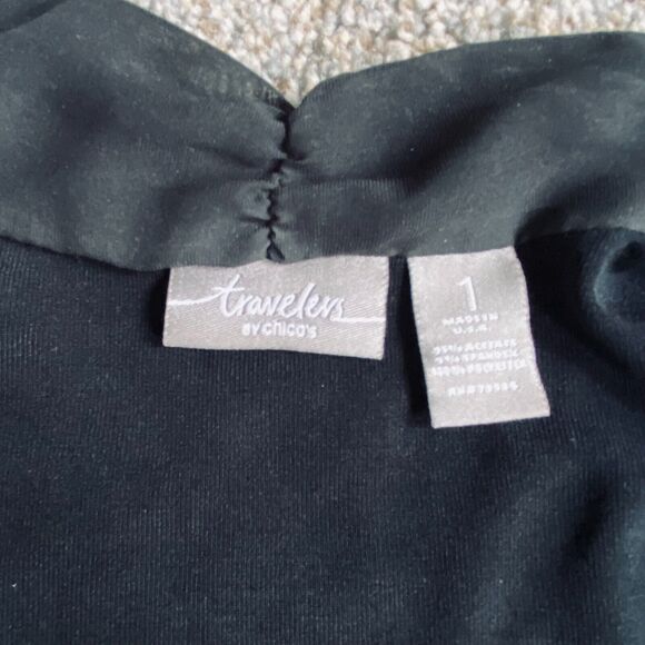 Chicos Travelers Cardigan Open Front Sz 1 US M Multicolor  Paisley Chiffon Flowy - Picture 5 of 5